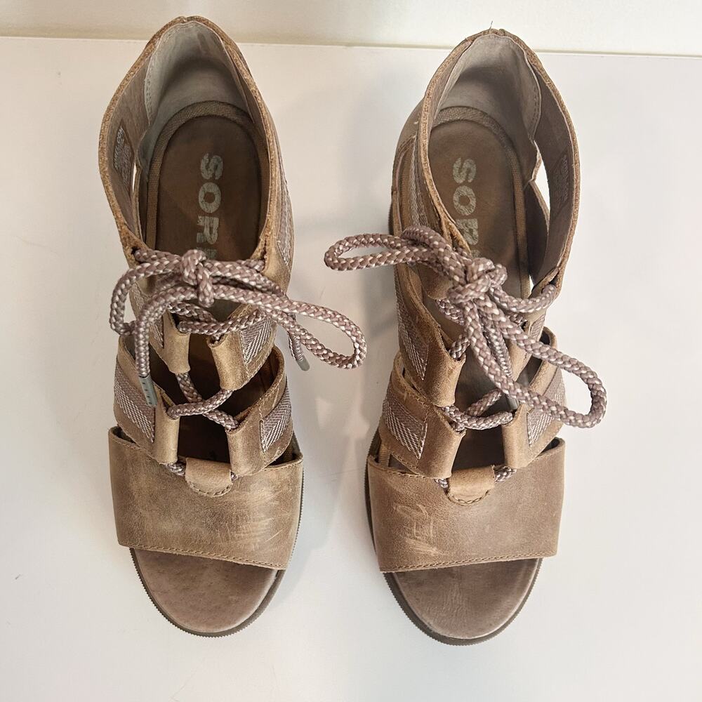 Sorel Joanie Wedge Sandal Tan Size 7.5 - Picture 5 of 8
